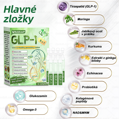 🌿BuildLeaf® GLP-1 8-v-1 Fit & Vital Perorálny Roztok (Len raz denne, viditeľné zmeny už za 7 dní) Pre obezitu, kardiovaskulárne ochorenia, cukrovku, spánkové apnoe, zdravie čriev, problémy s kĺbmi a ďalšie