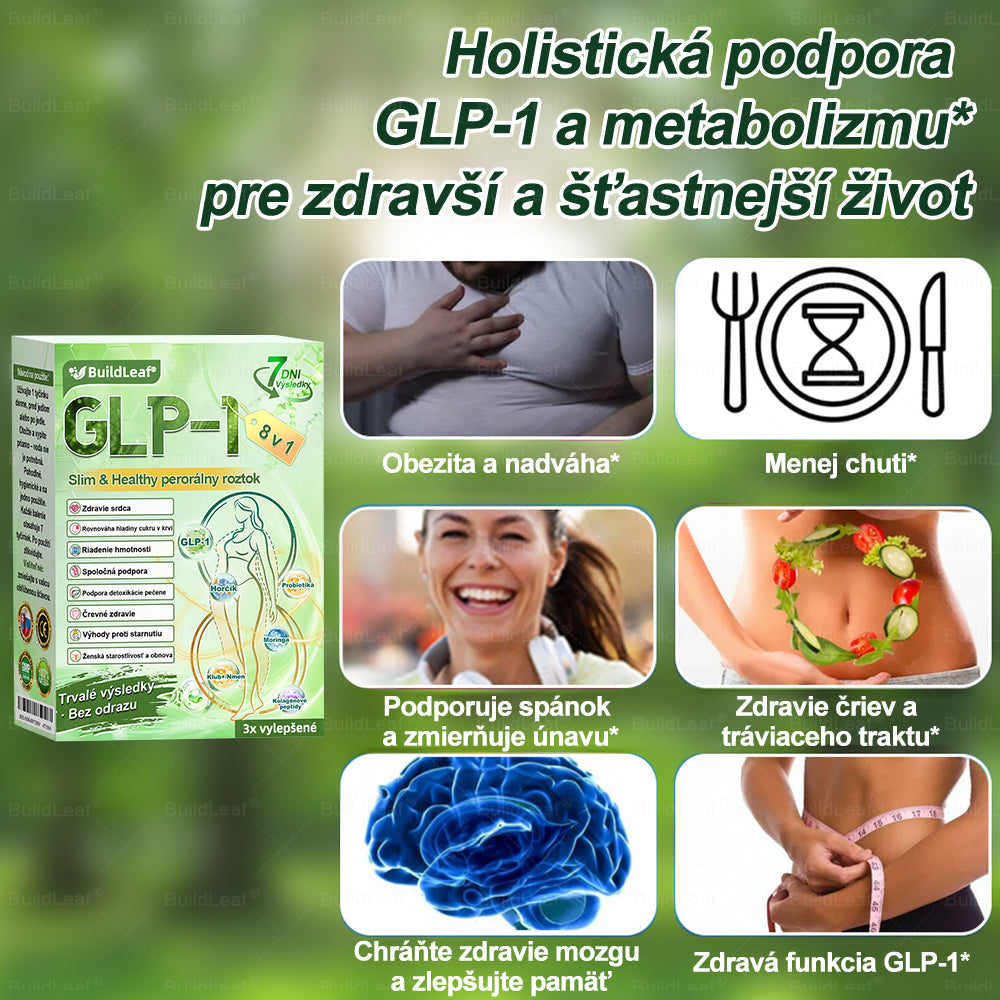 🌿BuildLeaf® GLP-1 8-v-1 Fit & Vital Perorálny Roztok (Len raz denne, viditeľné zmeny už za 7 dní) Pre obezitu, kardiovaskulárne ochorenia, cukrovku, spánkové apnoe, zdravie čriev, problémy s kĺbmi a ďalšie