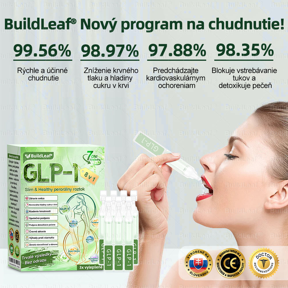🌿BuildLeaf® GLP-1 8-v-1 Fit & Vital Perorálny Roztok (Len raz denne, viditeľné zmeny už za 7 dní) Pre obezitu, kardiovaskulárne ochorenia, cukrovku, spánkové apnoe, zdravie čriev, problémy s kĺbmi a ďalšie