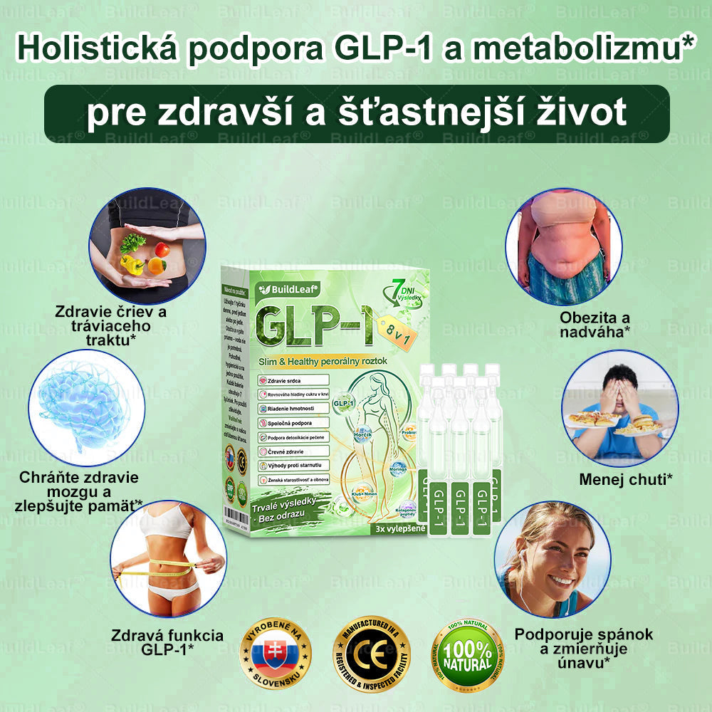 🌿BuildLeaf® GLP-1 8-v-1 Fit & Vital Perorálny Roztok (Len raz denne, viditeľné zmeny už za 7 dní) Pre obezitu, kardiovaskulárne ochorenia, cukrovku, spánkové apnoe, zdravie čriev, problémy s kĺbmi a ďalšie